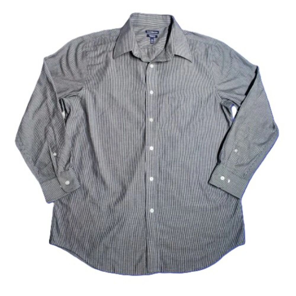 Croft & Barrow Men’s Classic Fit Broadcloth Dress Shirt Gray Pinstripe 16 32/33